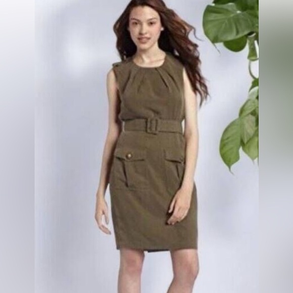 Trina Turk Olive Military Belted Dress, Size 0, Pre-Owned - Picture 11 of 11